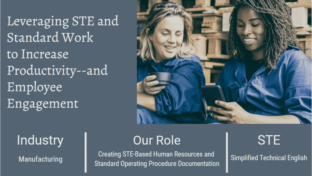 Leveraging STE, STE, Simplified Technical English (STE), simple technical English, business case studies, business case studies example, root cause analysis, business process analysis, takt time, standard work, standardized work, standard of work, case study writer, standard operating procedures, SOP, policies and procedures, KPI, case studies download pdf, free case studies download, technicalwritingexpert.com