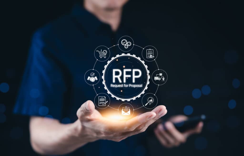 Professional reviewing an RFP response document